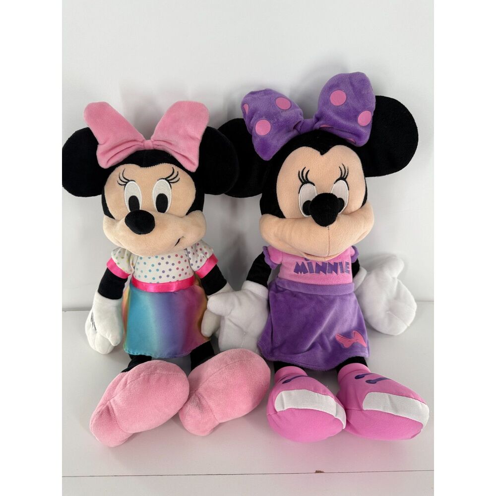 Disney Minnie Mouse Plush Set Pink Purple Rainbow Stuffed Toys Lot
